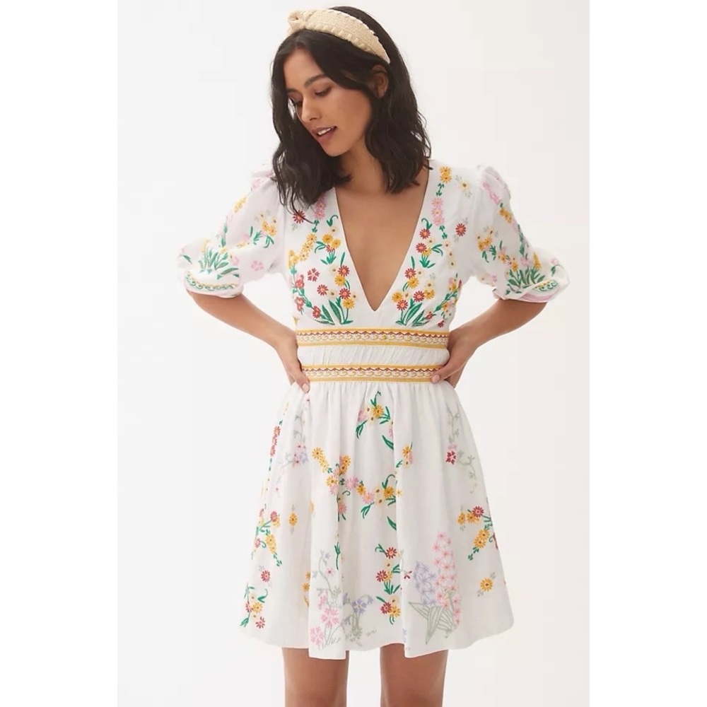Deep V Floral Dress